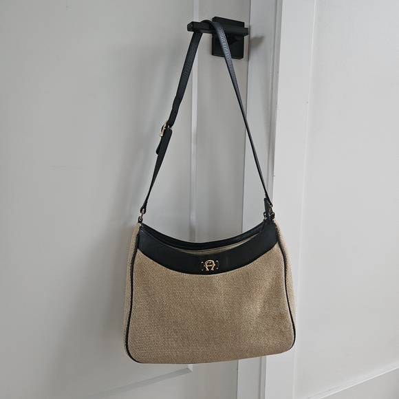 Etienne Aigner Handbags - Vintage Etienne Aigner Black and Tan Shoulder Bag
